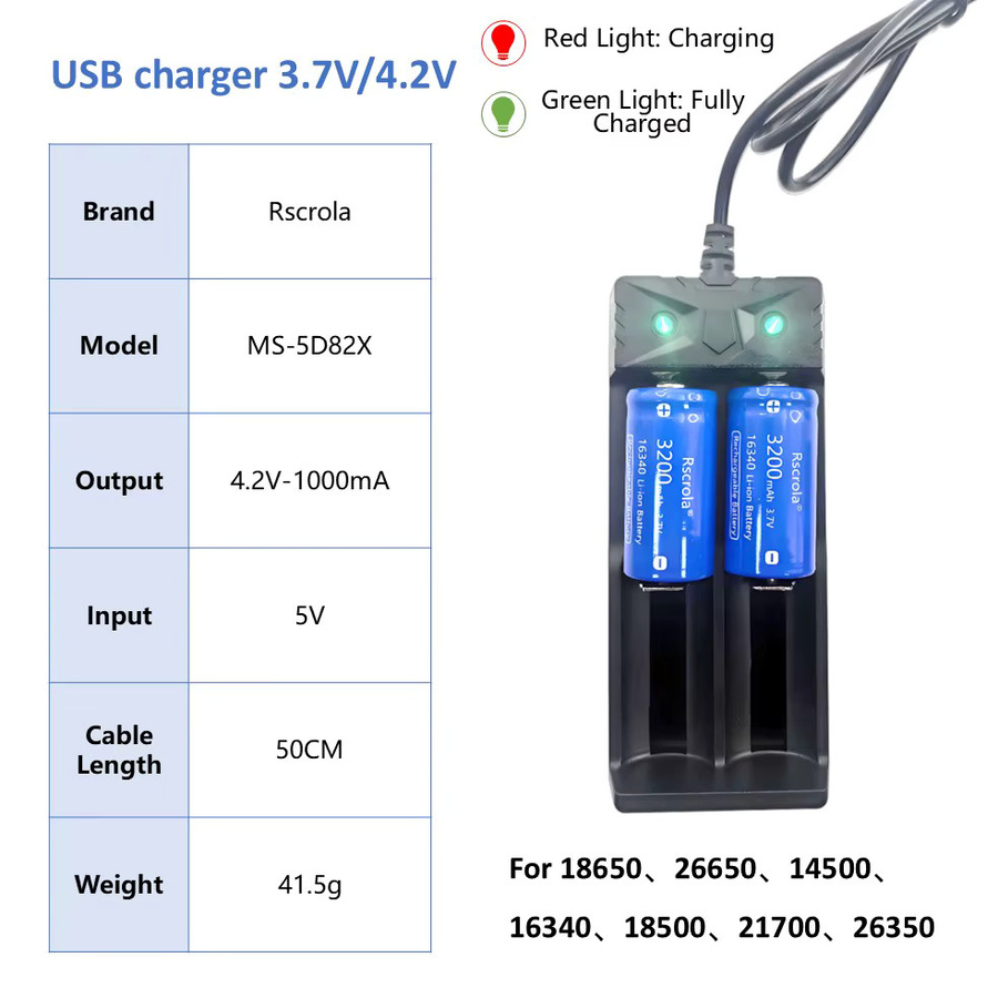 Rscrola Wiederaufladbare 16340 Li-Ionen-Batterie mit Ladegerät, 3200 mAh, 3 V, Blau, passend für Arlo VMC3030 Security Devices - Bild 3