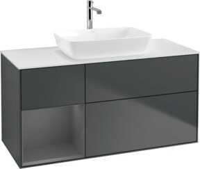 V&B Finion Waschtischunterschrank mit Wandbeleuchtung, Breite: 120 cm, Tiefe: 50,1 cm, Höhe: 50,1 cm, lackiert in Mittelblau - Bild 1