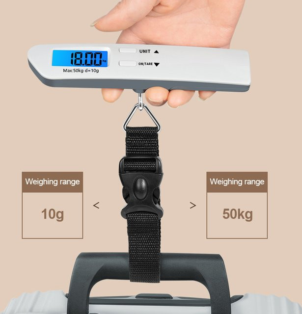 Digitale Tragbare Gepäckwaage von DIDA BEAR mit LCD-Display und blauer Hintergrundbeleuchtung, 50 kg Tragkraft, Farbe: Blau/Grau - Bild 1