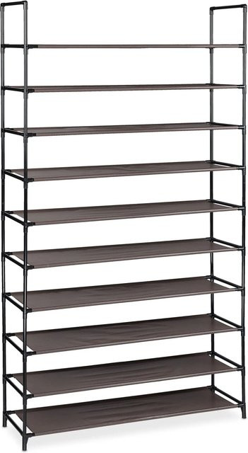 Relaxdays Schuhregal Stecksystem XXL aus Metall in Braun mit höhenverstellbaren Regalen, H: 176,5 cm, B: 99 cm, T: 29,5 cm - Bild 1