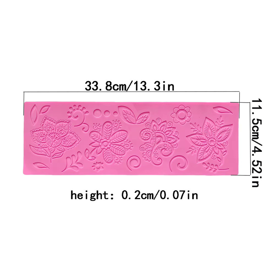 Silikonform für Schokolade und Zucker mit Blumen- und Blattmotiven in Rot und Pink - Bild 2