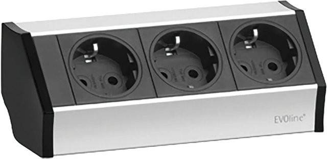 EVOline V-Dock Steckdosenelement 3-Fach Schuko 3.600 W in Alufarbig und Schwarz - Bild 1
