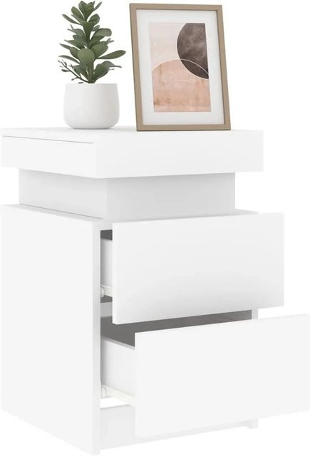 vidaXL Nachttisch mit integrierter LED-Beleuchtung in Weiß, B/T/H: 35 x 39 x 55 cm - Bild 1