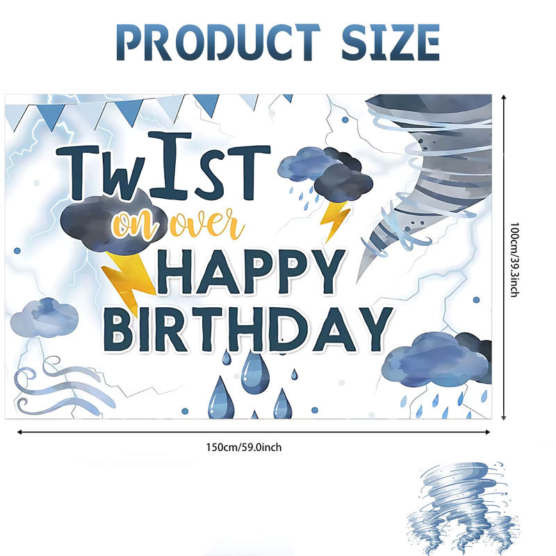 Tornado Happy Birthday Party Banner mit blauen Wolken zur Dekoration für den 1. Geburtstag - Bild 2