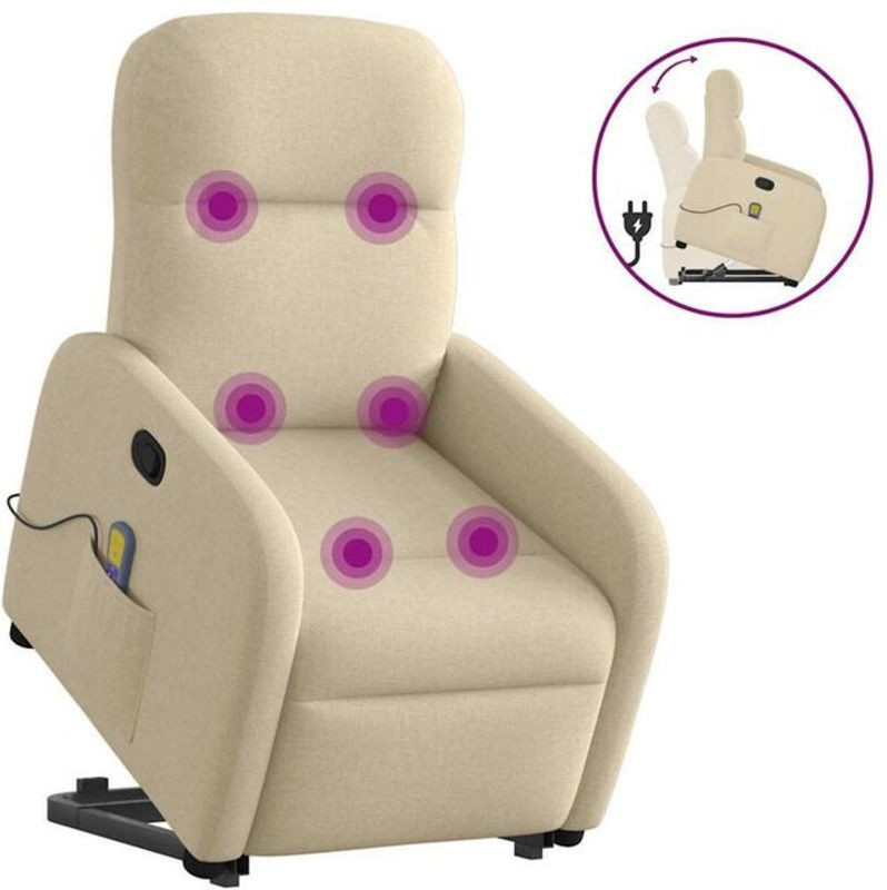 Massagesessel mit Aufstehhilfe von vidaxl in Beige aus Stoff - Bild 1