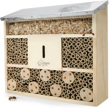 WILDLIFE HOME Wildbienen-Villa aus Holz mit Metalldach in Braun - Bild 1