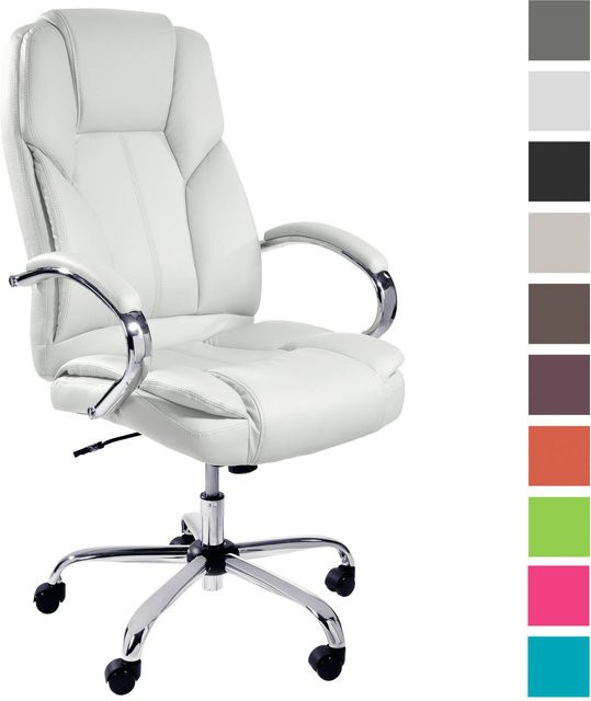 TPFLiving Premium XXL-Bürostuhl DALLAS Executive Chair aus Kunstleder in Weiß, belastbar bis 215 kg - Bild 1