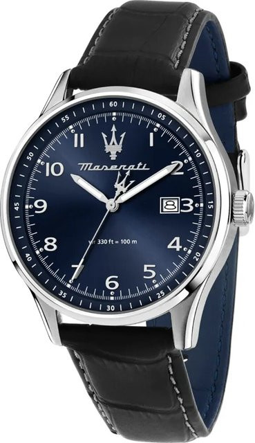 Maserati Herrenuhr Sorpasso, Quarz, Edelstahl, Leder, 42 mm, 10 ATM - Bild 1