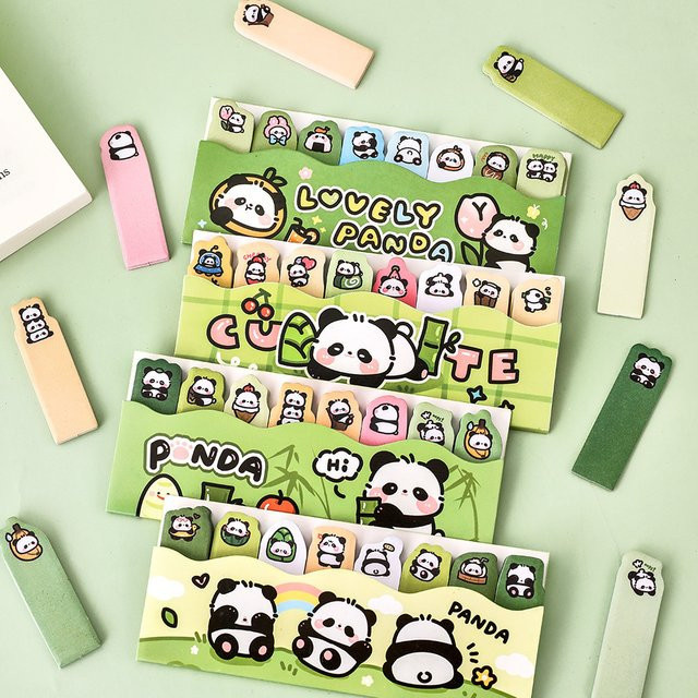 Niedliche Cartoon-Pandas Haftnotizen und Notizindex-Aufkleber in Mehrfarbig - Bild 1