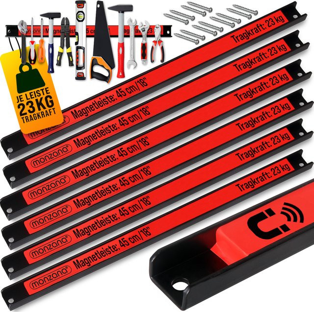 Deuba Magnetleiste 6er-Set in Rot, Schwarz und Multicolour, Breite: 45 cm, inklusive Montagematerial - Bild 1