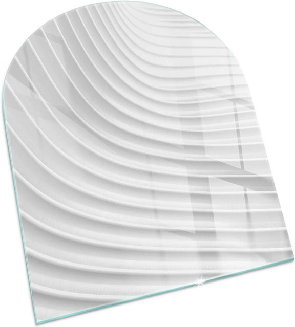 Tulup Glasplatte für Kaminöfen mit Wellen-Design in Weiß, B/H: 80 x 70 cm - Bild 1