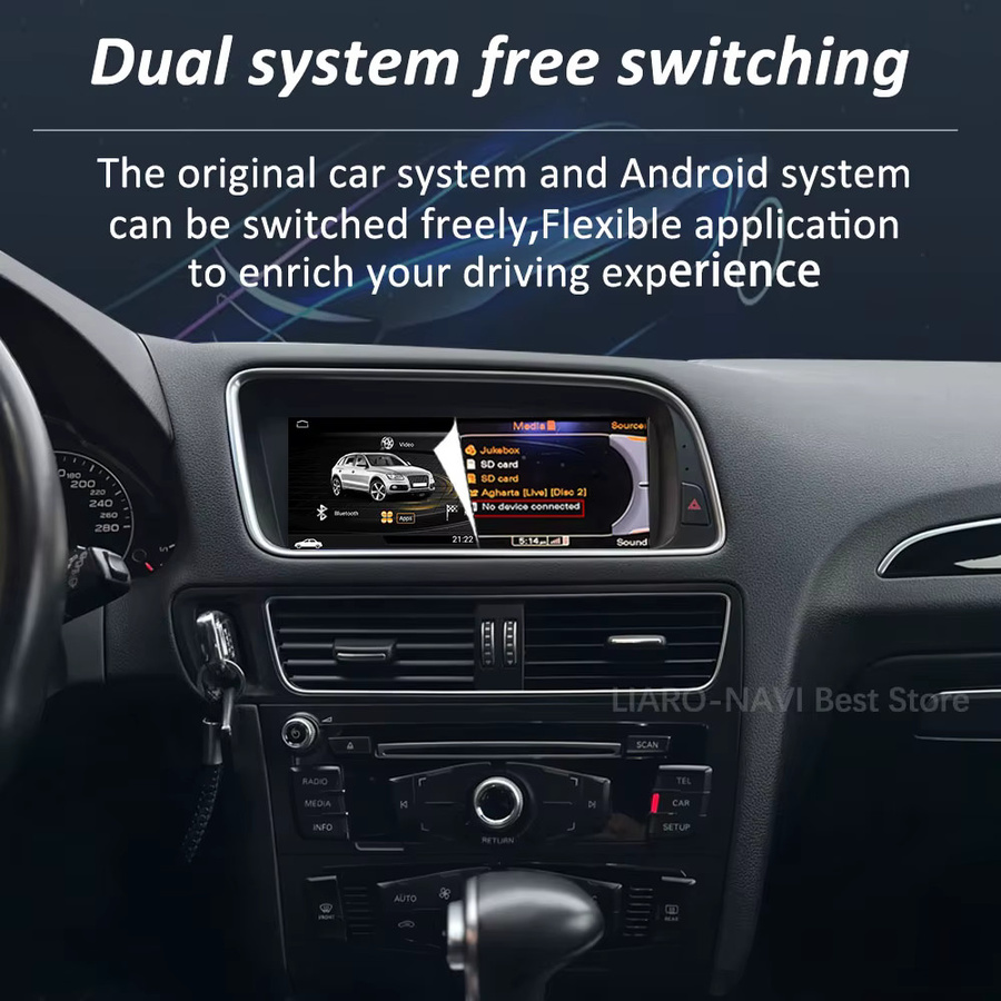 LIARO-NAVI Android 16 Autoradio für Audi Q5 2008–2017 mit 8,8 Zoll HD-Bildschirm, Bluetooth, WiFi, 4G, Carplay und DSP Stereo in Schwarz - Bild 2