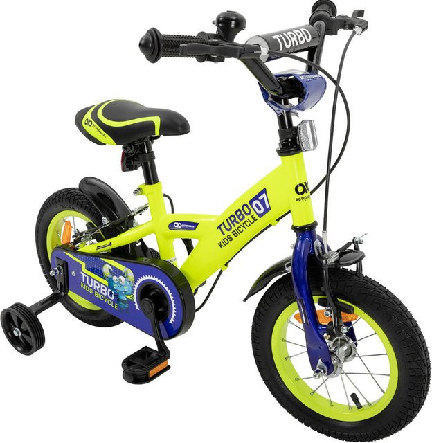 Actionbikes Motors Turbo Kinderfahrrad, 12 Zoll, mit Stützrädern, V-Brake-Bremsen, Lenker-/Kettenschutz, Klingel - Bild 1