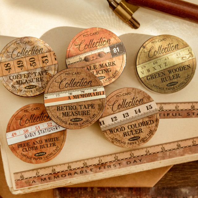 Mr Paper Washi Tape Set im Vintage-Stil, 6 Rollen dekoratives Klebeband in Multicolour - Bild 1