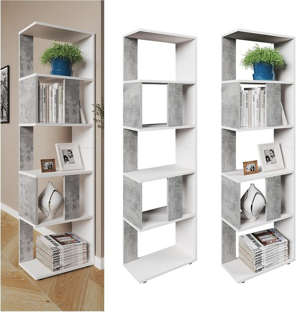 Vicco Raumteiler Bücherregal mit 5 Fächern in Weiß - Bild 1