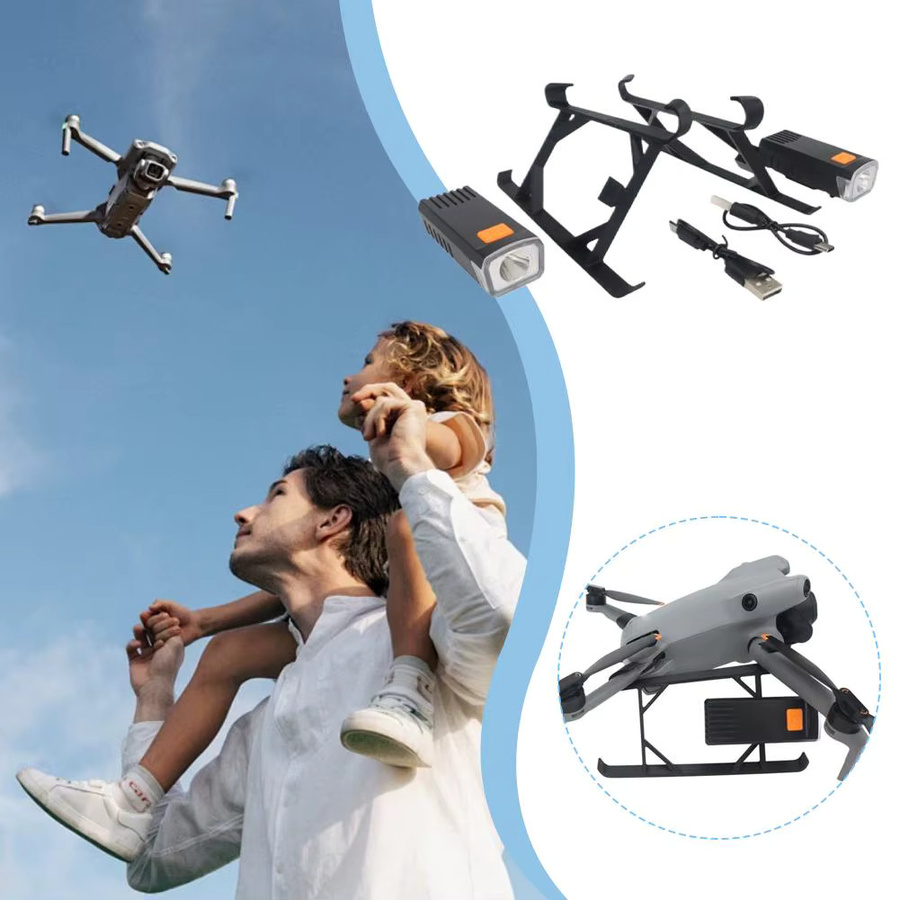 DJI Mini 5 Pro Zubehör Fahrwerk Erhöhungshalterung mit Dual-Lampen für Nachtflüge in Schwarz - Bild 3