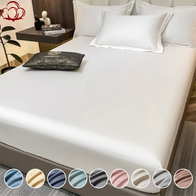 Dreamreal Spannbettlaken aus 100% Ägyptischer Baumwolle mit Blätter-Design, 400 TC Percale, Farbe: Gray, B/T: 140 x 200 cm bis 160 x 200 cm - Bild 1