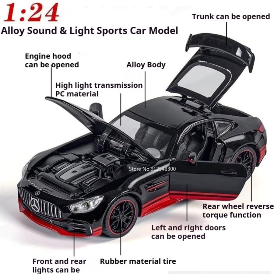 RMZ city GTR SLR Automodell, 1:24 Maßstab, mit Licht und Sound, Rückziehfunktion - Bild 2