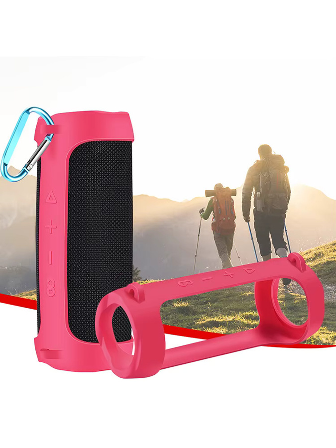 VODOOL Silikon-Lautsprecherschutzhülle mit verstellbarem Riemen, wasserdicht, für JBL Flip 6 und Flip 5, Schwarz oder Pink - Bild 4