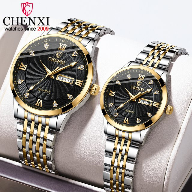 CHENXI Armbanduhr, Quarz, Edelstahl, Gold, Unisex - Bild 1