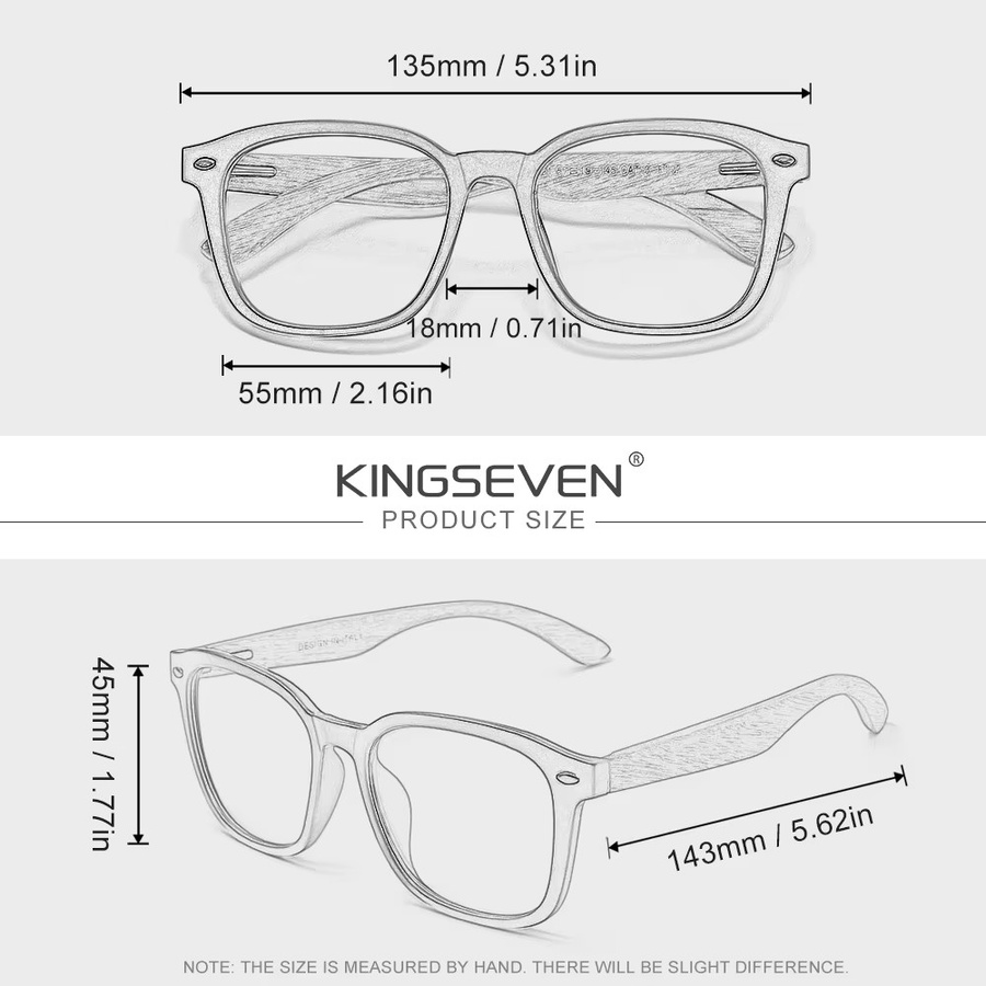 KINGSEVEN Korrektionsbrille, Eckig, Holz, Braun, Unisex, Vollrand - Bild 2