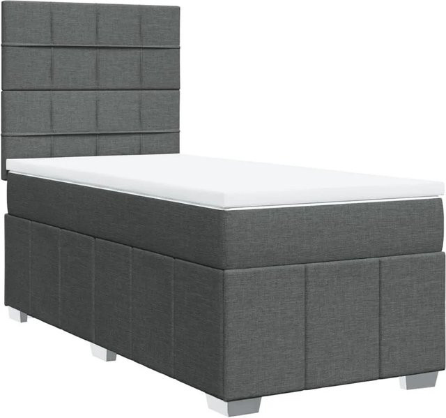 vidaXL Boxspringbett Hybrid mit Matratze und Taschenfederkern in Dunkelgrau, B/T/H: 90 x 190 x 140,5 cm - Bild 1