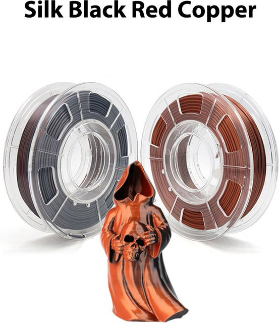 3D Maliang PLA Seidenfilament 1,75mm für FDM 3D-Drucker in Schwarz und Rot - Bild 1