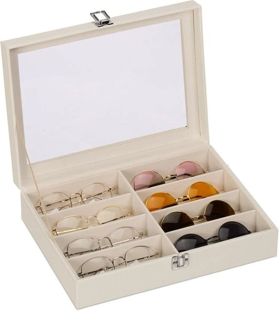 Relaxdays Brillenbox aus MDF in Weiß für 8 Brillen, B/T/H: 33,5 x 24,5 x 8,5 cm - Bild 1