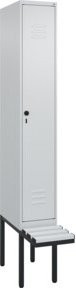 C+P Spind Classic PLUS Garderobenschrank mit Bank, 1 Abteil, Lichtgrau, B/T/H: 212 x 30 x 81,5 cm - Bild 1