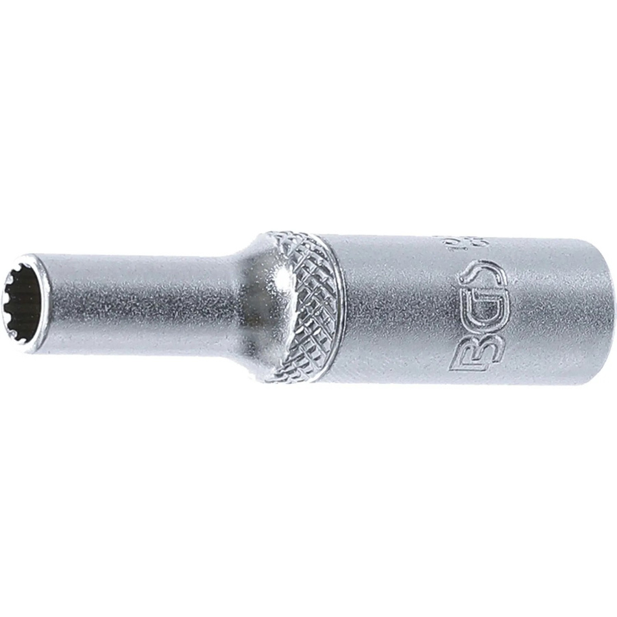 BGS Steckschlüssel-Einsatz Gear Lock tief 10155, Antrieb Innenvierkant 6,3 mm (1/4 Zoll), Schlüsselweite 5 mm, Farbe Silber - Bild 2