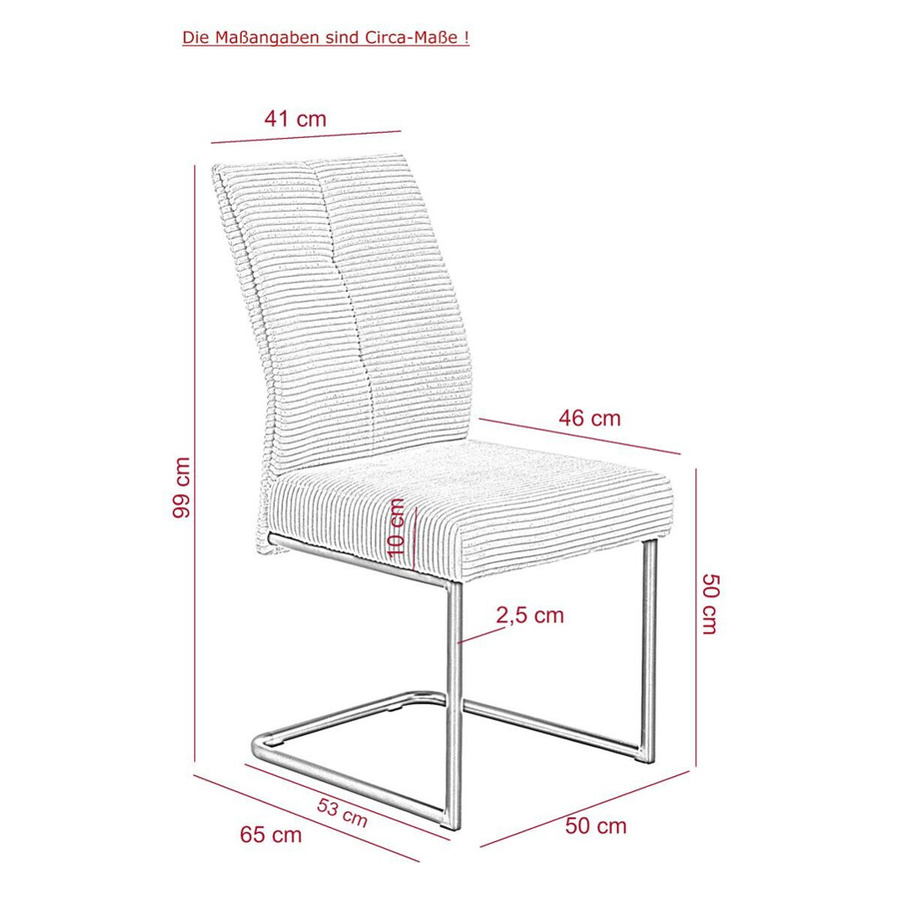 Hela Schwingstuhl Dagmar 2er-Set Anthrazit mit Breitcord-Bezug, B/H/T: 50 x 99 x 65 cm - Bild 2