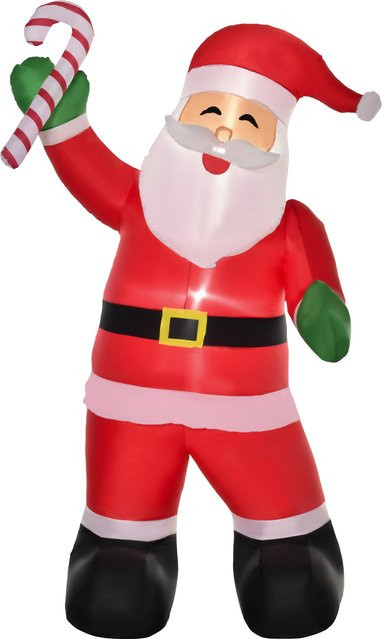 HOMCOM aufblasbarer Weihnachtsmann mit Zuckerstange und LED-Beleuchtung, B/T/H: 140 x 85 x 250 cm - Bild 1