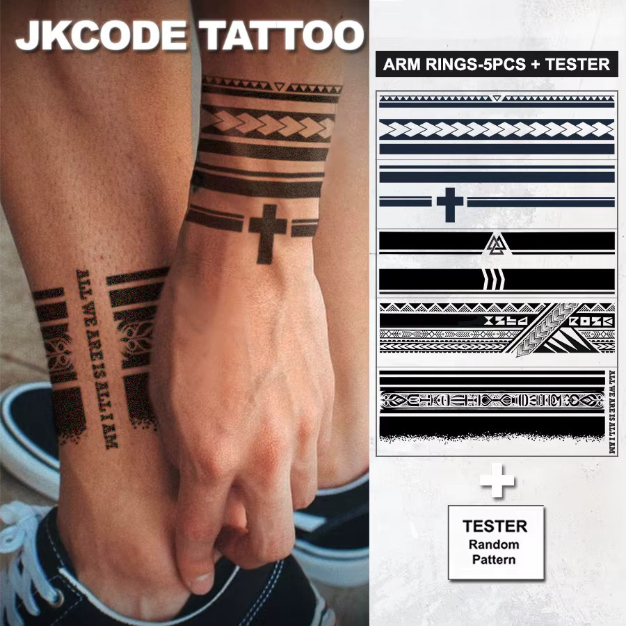 JKCODE TATTOO Armband-Tattoo-Aufkleber, 5-teiliges Set, Herren - Bild 3