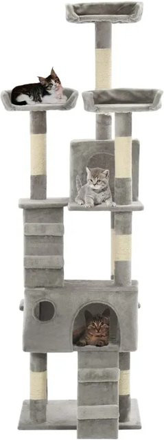 vidaXL Katzen-Kratzbaum mit Höhle und Sisal-Kratzsäulen in Grau, Höhe: 170 cm - Bild 1