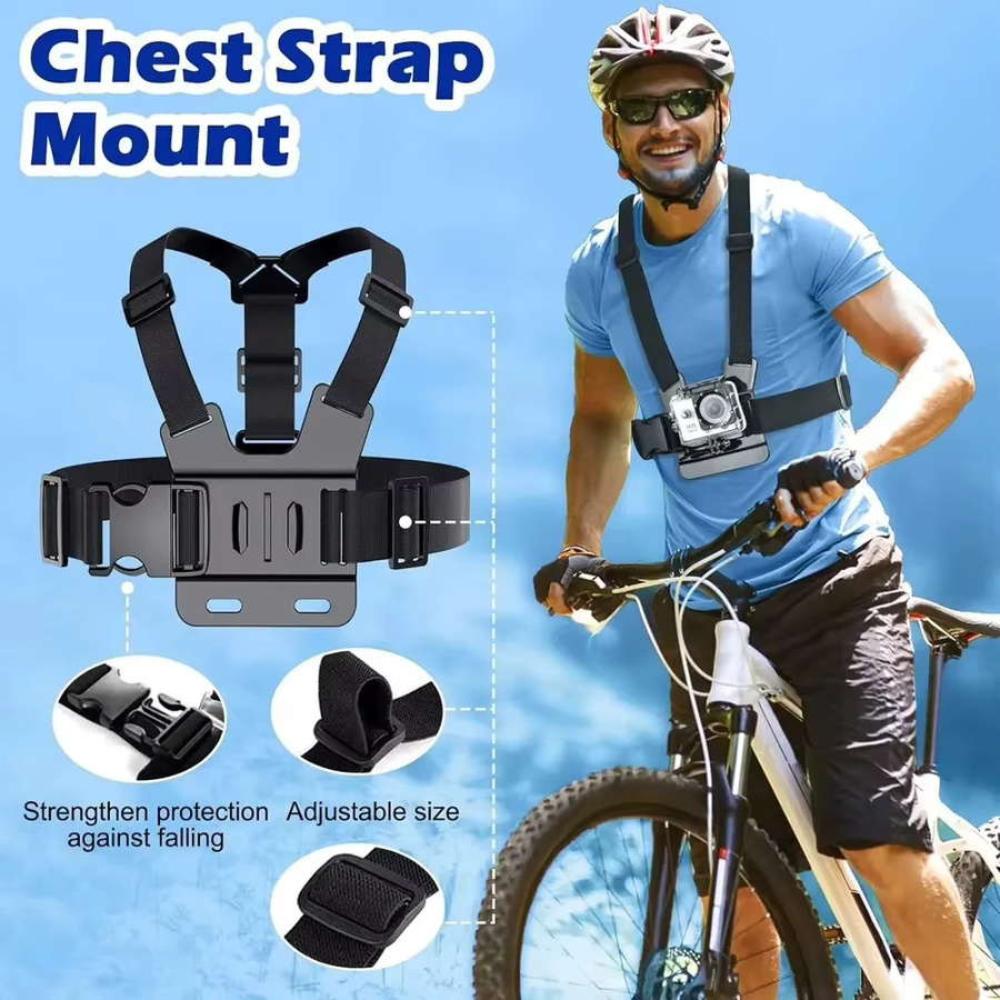 BRYNTHORX 6-teiliges Handyhalter-Set in Schwarz für Insta360, GoPro Hero und DJI Osmo Action Action-Kameras mit verstellbarem Kopfband und Brustgurt - Bild 3