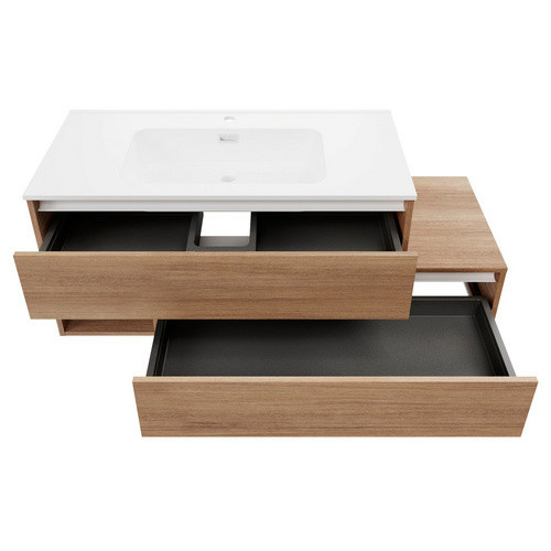 Fackelmann Waschbeckenunterschrank Vita in Oak Weiß, B/T/H: 128,5 x 50 x 46 cm - Bild 2