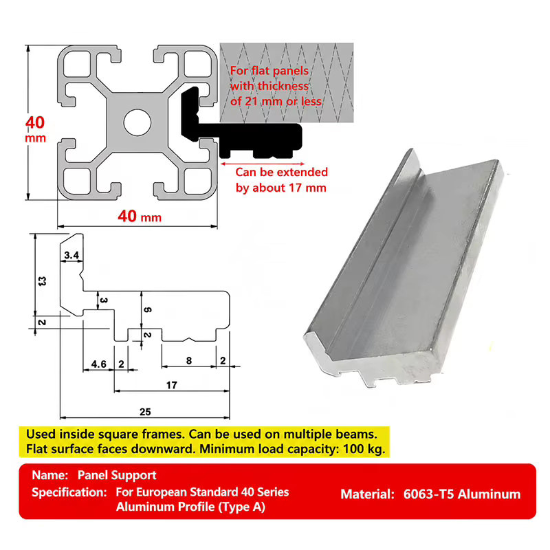 BAMBOOTOP Unsichtbare Regalhalterung aus Aluminium in Silber, 4040 Aluminiumprofil für Plattenbefestigung nach EU-Standard - Bild 2