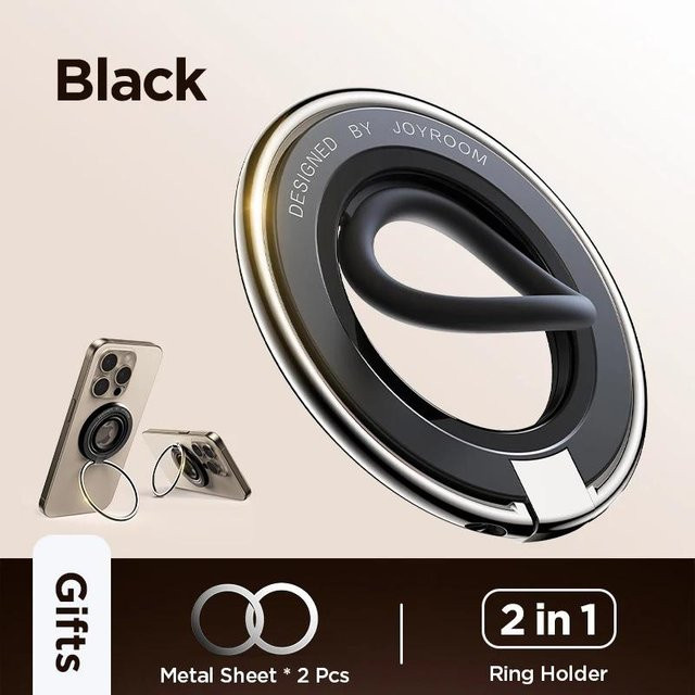 Joyroom Magnetischer Ring Handyhalter in Schwarz als Griffhalter und Ständer für iPhone 16 15 14 13 Pro Max - Bild 1
