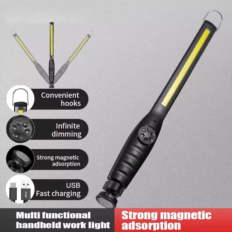 ZHIYU USB wiederaufladbare COB LED Arbeitsleuchte mit Magnet, tragbare kabellose Inspektionsleuchte in Schwarz und Gelb - Bild 6