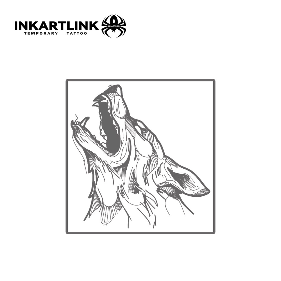 INKARTLINK Temporärer Tattoo-Aufkleber Wolfskopf, wasserfest, semi-permanent - Bild 3