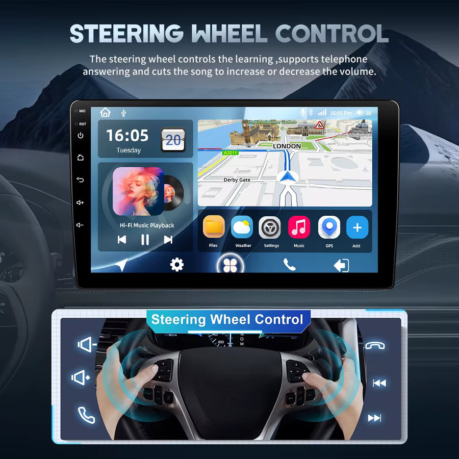 Podofo 2-DIN Android Autoradio für SEAT LEON 2005-2012 mit 8-Kern Prozessor, GPS-Navigation, Carplay, Android Auto, WIFI, Bluetooth und DSP in Schwarz - Bild 3