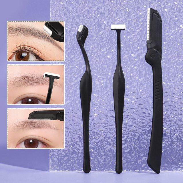 Augenbrauentrimmer-Set, 3-teilig, Gesichtshaarsierer mit Schutzabdeckung, Unisex - Bild 1