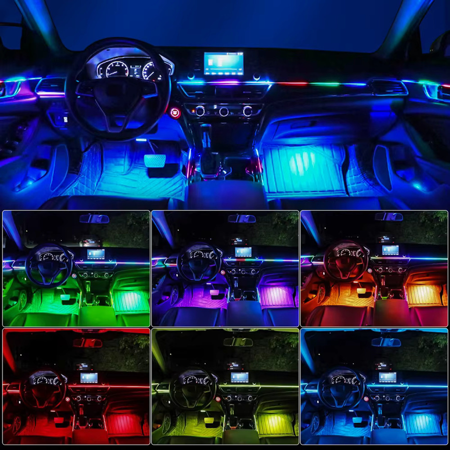 KALADA 18 in 1 RGB Symphony Streamer Atmosphäre Lampe Kit mit 213 Farben, LED Auto Umgebungslicht in Multicolour, 12V Dual Zone - Bild 3