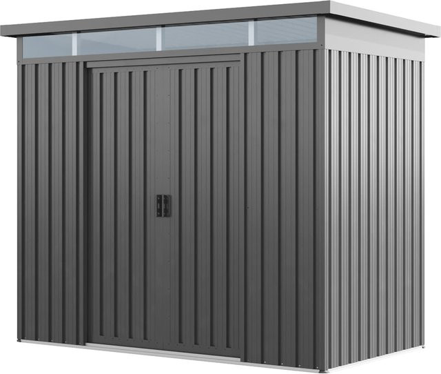 GFP Primeyard Gerätehaus BOB aus Metall als Gartenhaus und Geräteschuppen in Grau, B/T/H: 220 x 160 x 200 cm - Bild 1
