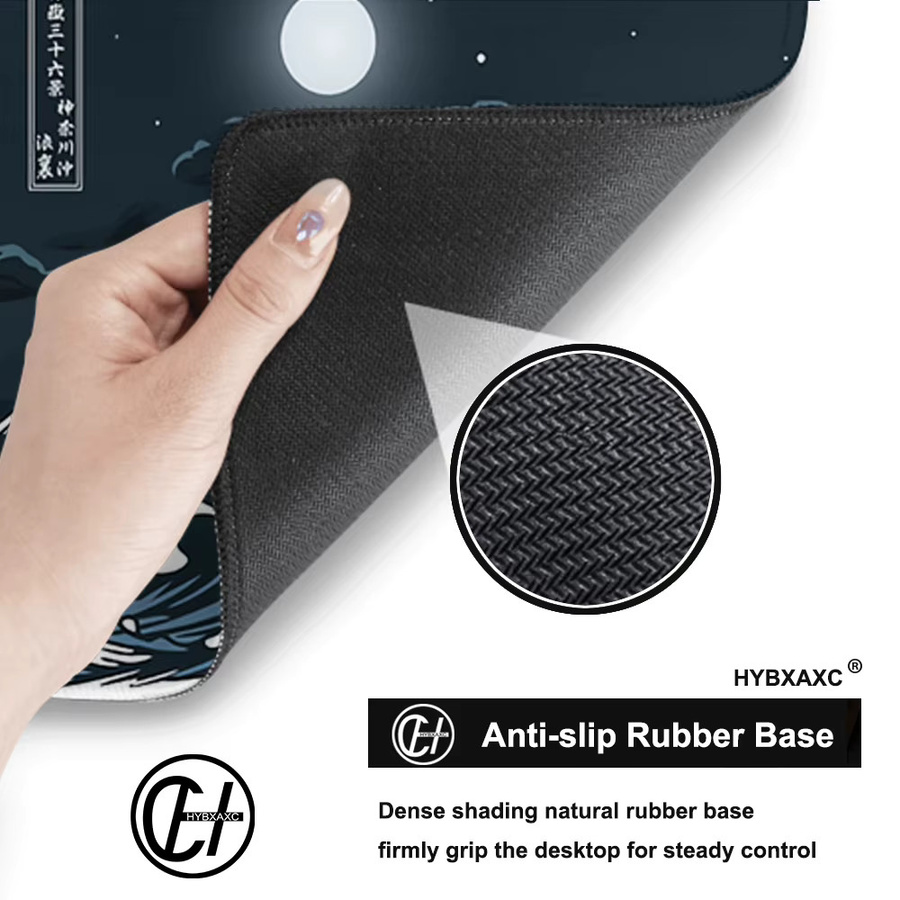 Großes Gaming Mousepad Die große Welle von Kanagawa Design für Gamer und Otaku, XL Schreibtischmatte aus Gummi - Bild 5