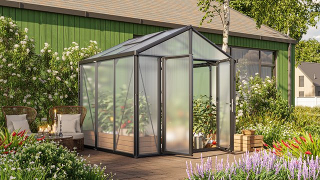 Vitavia Gewächshaus Zeus Comfort 6200 in Schwarz mit 16 mm HKP und integriertem Bodenprofil, 6,2 m² - Bild 1