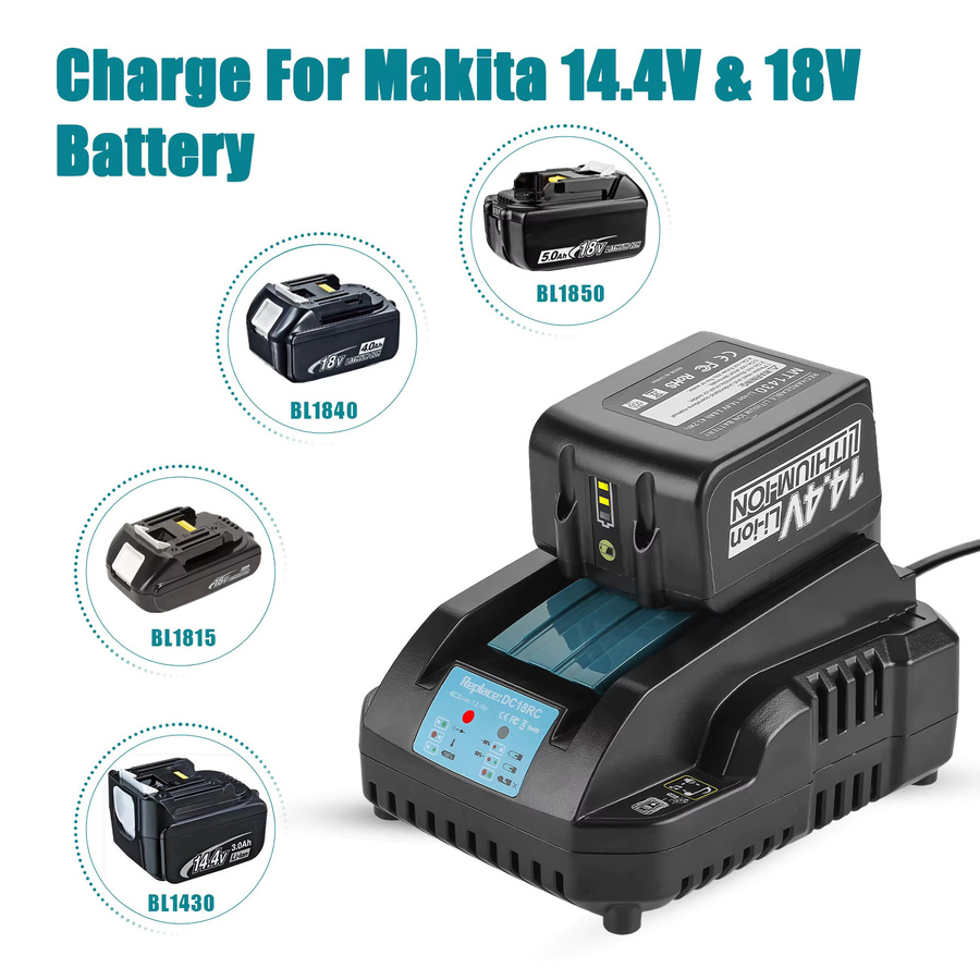 Makita Ladegerät 14,4-18V 3A in Schwarz für Akkus DC18RA DC18RC DC18RD DC18SF sowie BL1850 BL1840 BL1830 BL1430 BL1415 - Bild 2