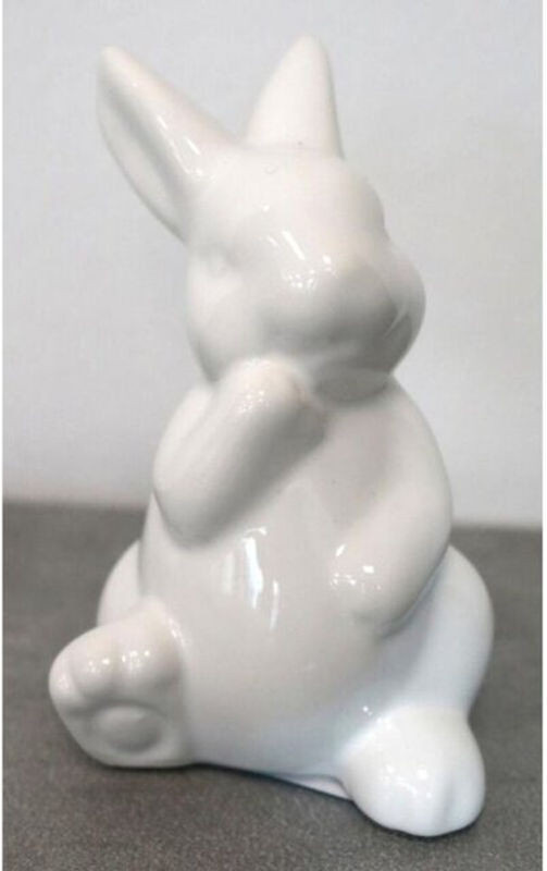 Buri Hase Keramik Figur in Weiß für deine Ostern-Dekoration, B/H/T: 9,5 x 5,5 x 5,5 cm - Bild 1