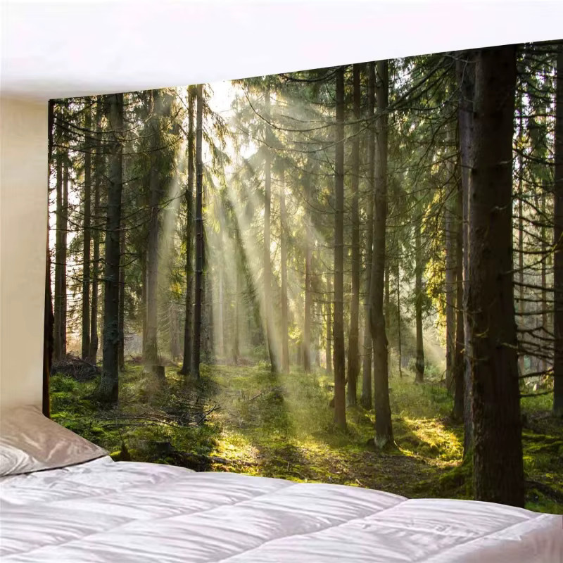 VIKAMA Wandteppich Grüner Wald Natur Fotografie Dekoration in Grün B/H: 60 x 40 cm - Bild 2