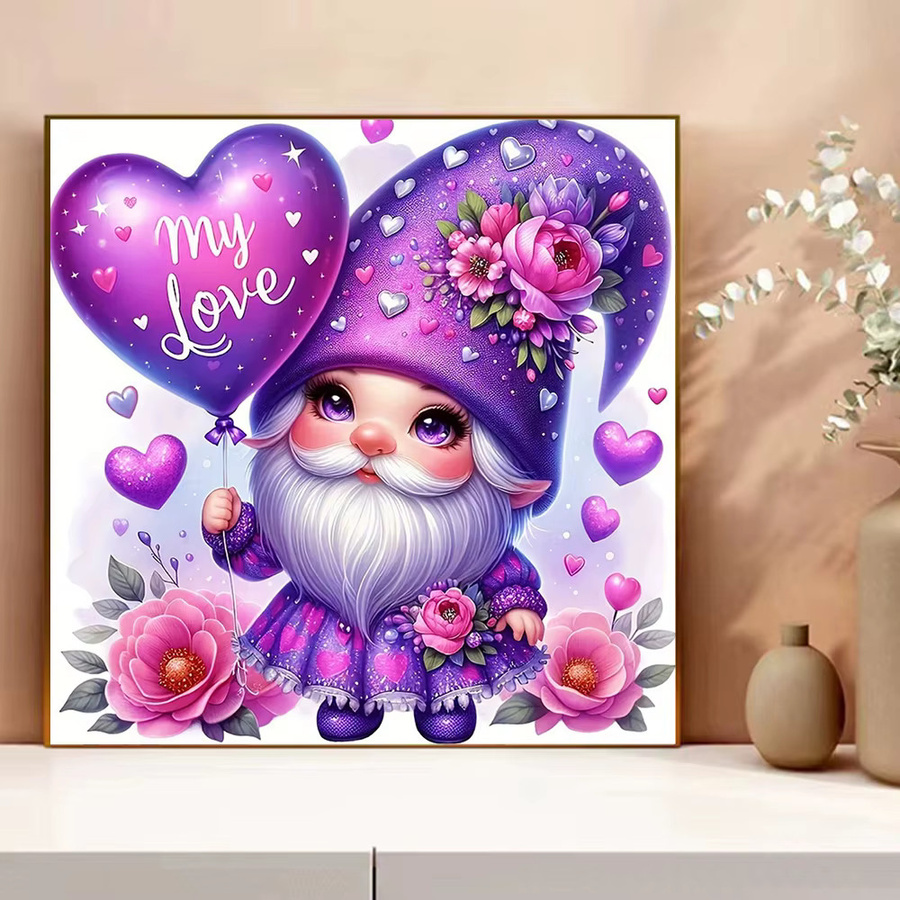 Evershine Kreuzstich Stickerei Set mit Zwerg und Herz Motiv, 11CT Handarbeit Kunst Leinwand, Breite: 30 cm, Tiefe: 30 cm, Höhe: 30 cm - Bild 3